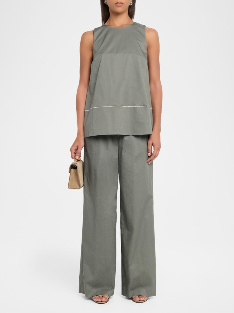 Peserico Sleeveless A-Line Cotton Sateen Top